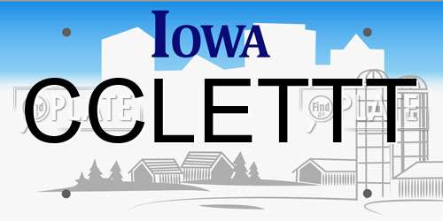 CCLETTT Iowa License Plate