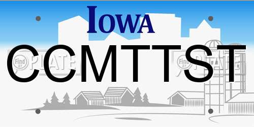 CCMTTST Iowa License Plate