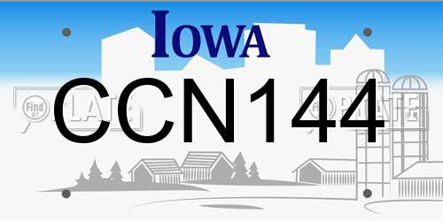 CCN144 Iowa License Plate