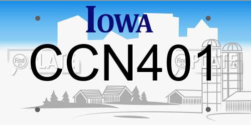 CCN401 Iowa License Plate