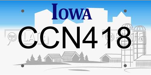 CCN418 Iowa License Plate