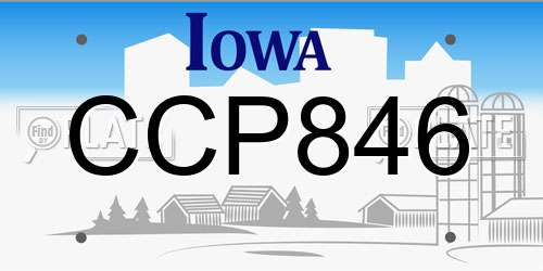 CCP846 Iowa License Plate