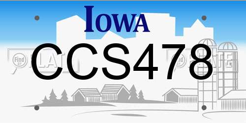 CCS478 Iowa License Plate