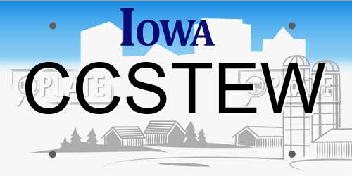 CCSTEW Iowa License Plate