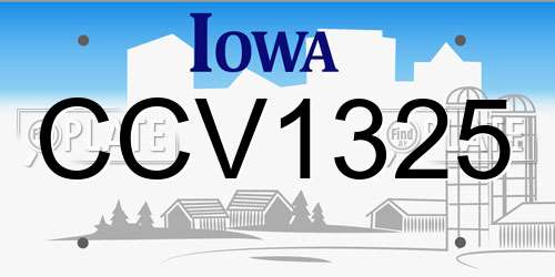 CCV1325 Iowa License Plate