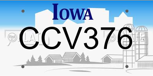 CCV376 Iowa License Plate