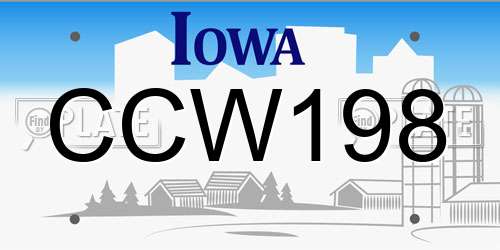 CCW198 Iowa License Plate