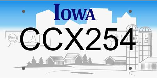 CCX254 Iowa License Plate