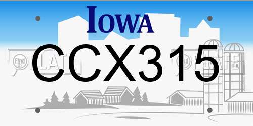 CCX315 Iowa License Plate