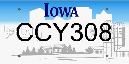 CCY308 Iowa License Plate
