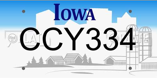 CCY334 Iowa License Plate