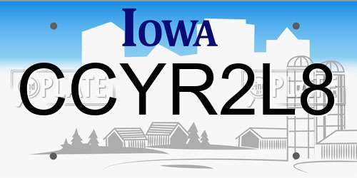 CCYR2L8 Iowa License Plate