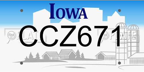 CCZ671 Iowa License Plate