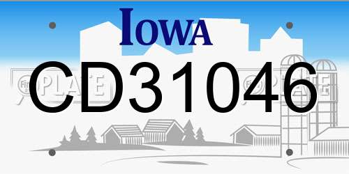 CD31046 Iowa License Plate