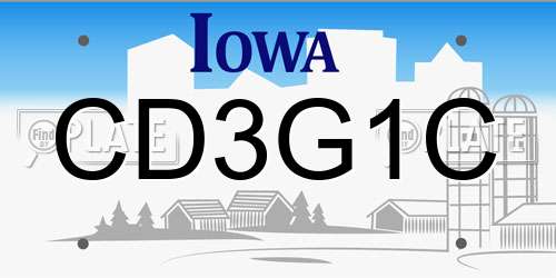 CD3G1C Iowa License Plate