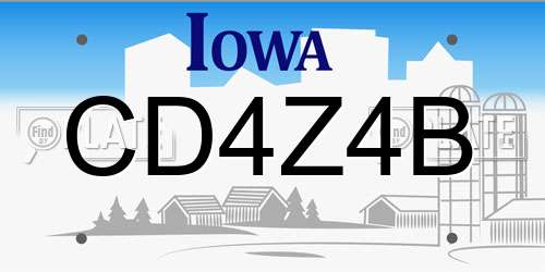 CD4Z4B Iowa License Plate
