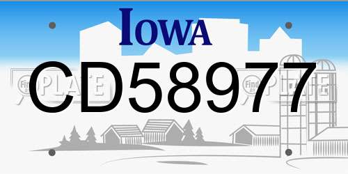 CD58977 Iowa License Plate