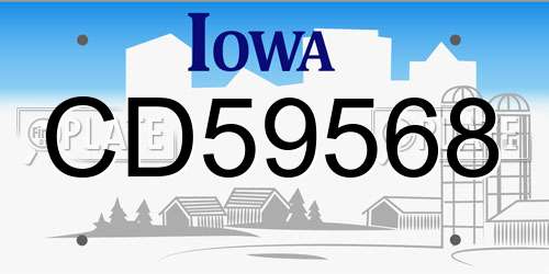 CD59568 Iowa License Plate
