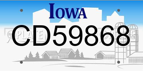 CD59868 Iowa License Plate