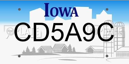 CD5A9C Iowa License Plate