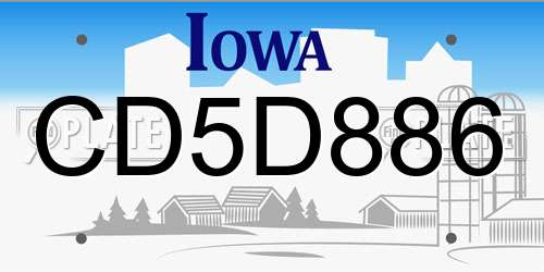 CD5D886 Iowa License Plate