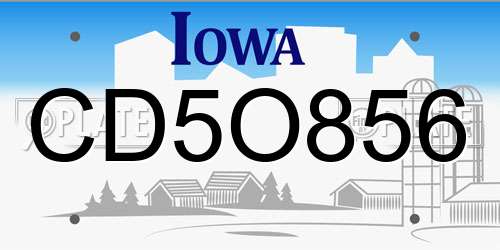 CD5O856 Iowa License Plate