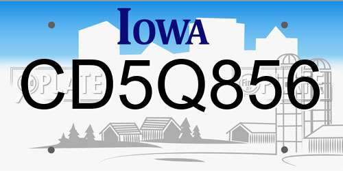 CD5Q856 Iowa License Plate