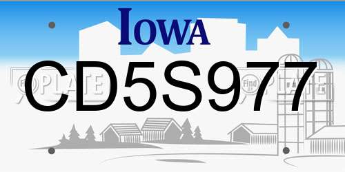 CD5S977 Iowa License Plate