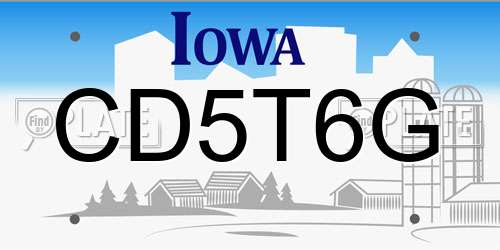 CD5T6G Iowa License Plate