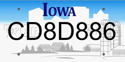 CD8D886 Iowa License Plate
