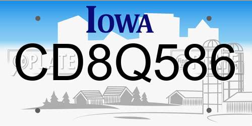 CD8Q586 Iowa License Plate