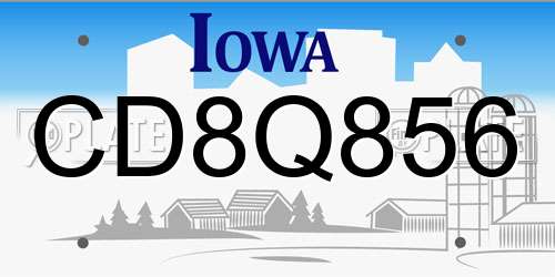 CD8Q856 Iowa License Plate