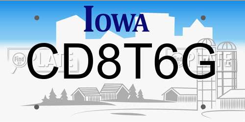 CD8T6G Iowa License Plate