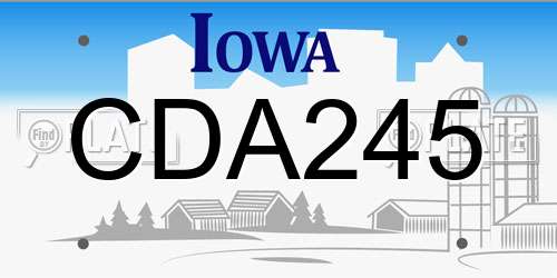 CDA245 Iowa License Plate