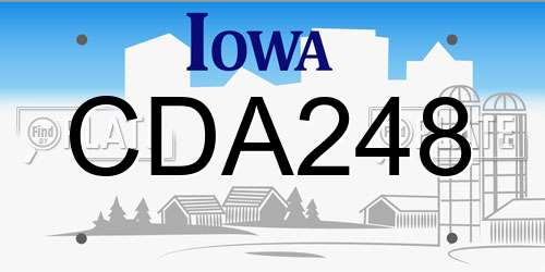 CDA248 Iowa License Plate