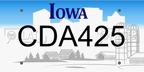 CDA425 Iowa License Plate