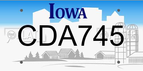 CDA745 Iowa License Plate