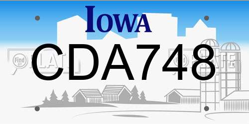 CDA748 Iowa License Plate