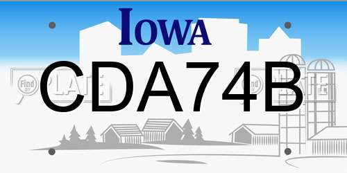 CDA74B Iowa License Plate