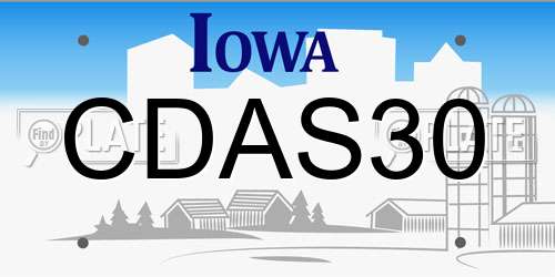 CDAS30 Iowa License Plate