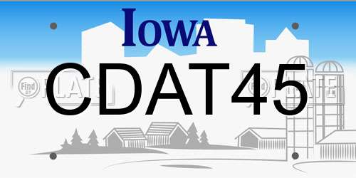 CDAT45 Iowa License Plate