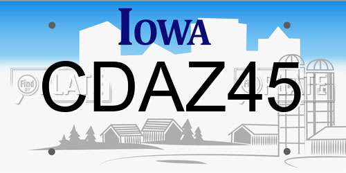 CDAZ45 Iowa License Plate