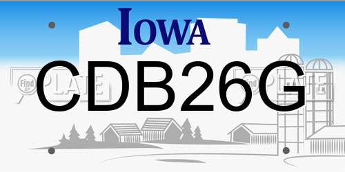 CDB26G Iowa License Plate