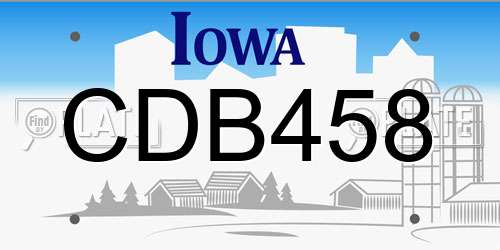 CDB458 Iowa License Plate