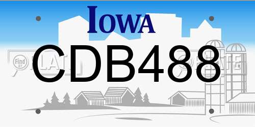 CDB488 Iowa License Plate