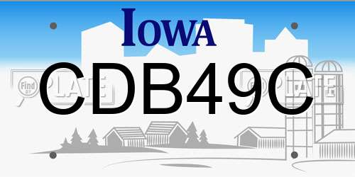 CDB49C Iowa License Plate