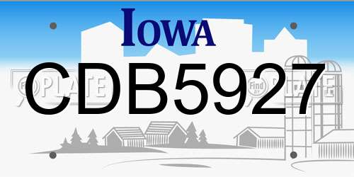 CDB5927 Iowa License Plate