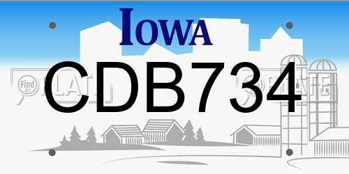 CDB734 Iowa License Plate