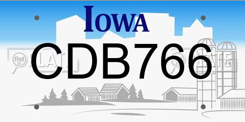 CDB766 Iowa License Plate