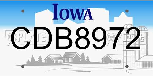 CDB8972 Iowa License Plate